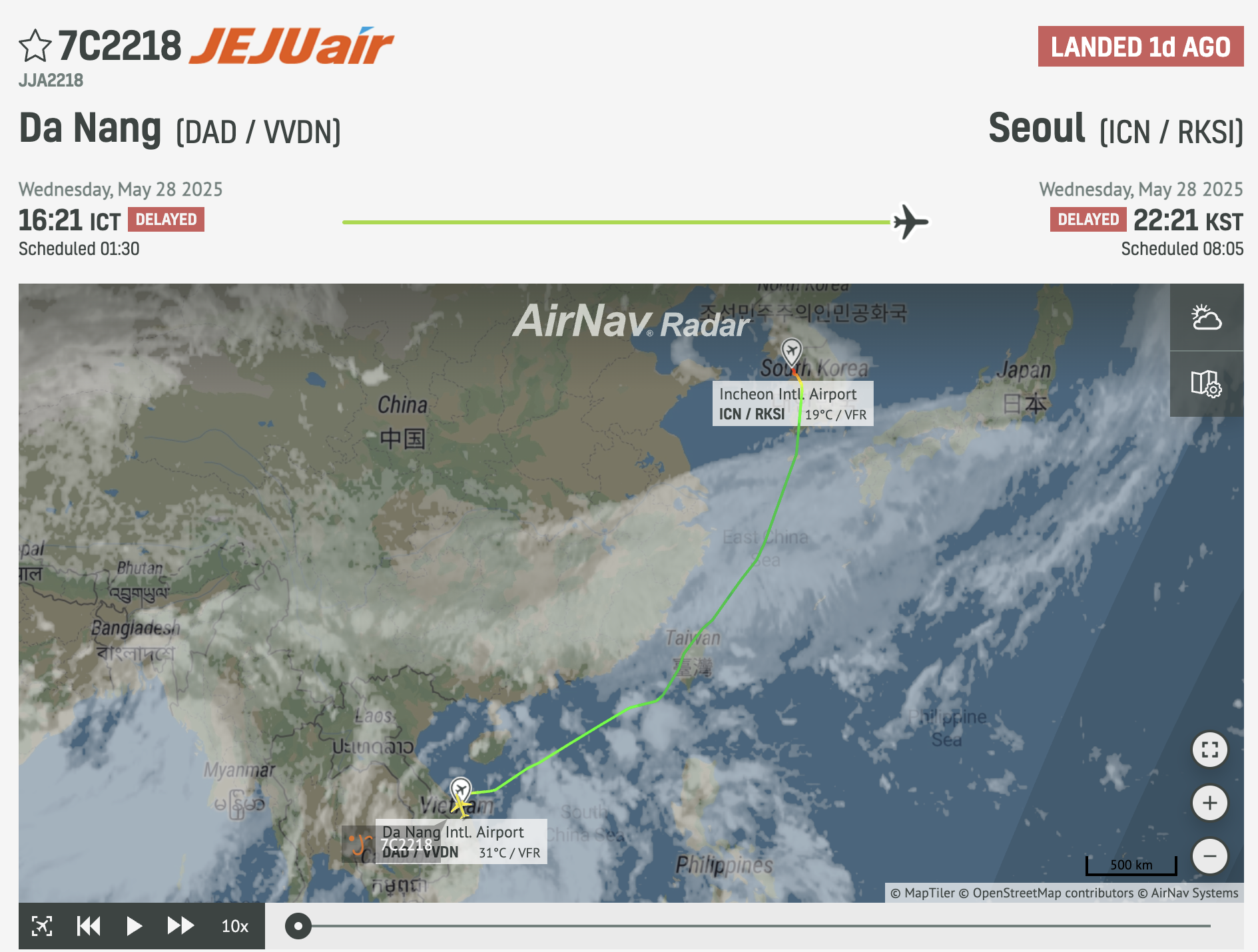 Affected delayed flight 7C2218 due to the incident.